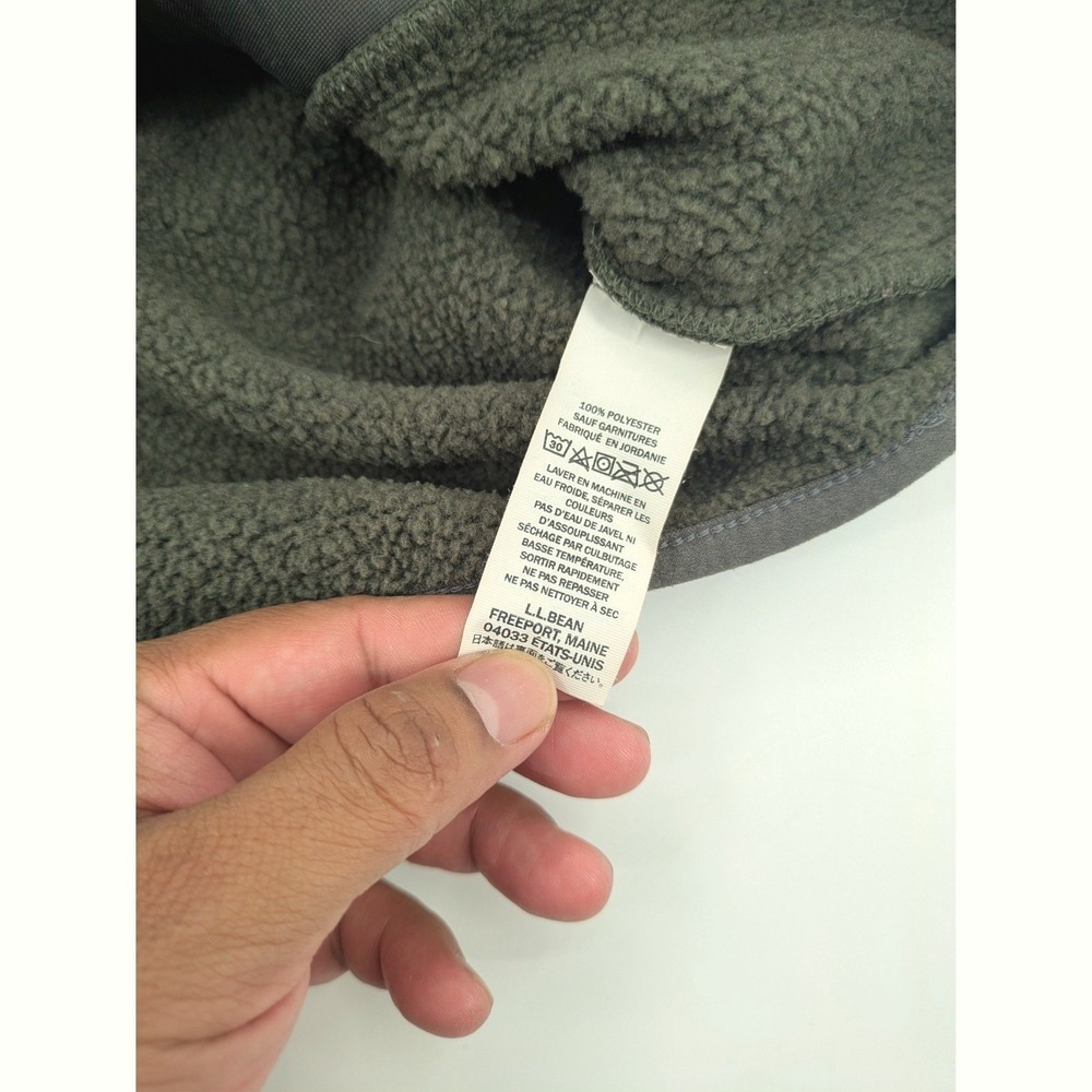 LL Bean Mens Small Sweater Fleece Pullover Gray Snap Button Mock Neck Jacket - Picture 8 of 8